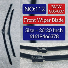 Front Wiper Blade Set (26'20 Inch) 61619466378 61612147361 61612147365 61612183576 61612183591 61612209047 61612209051 61612358553 61612408632 61615A27D69 Compatible with BMW X7 G07 & X5 G05 Tag No.112