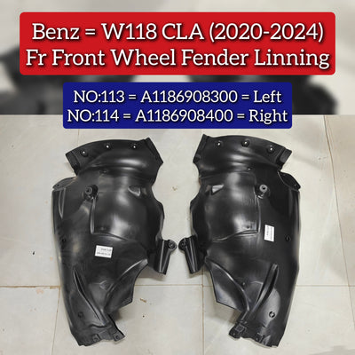 Front Fender Liner Left 1186908300 & Right 1186908400 Compatible With Mercedes Benz CLS Class W118 (019-22) Tag No.113-114