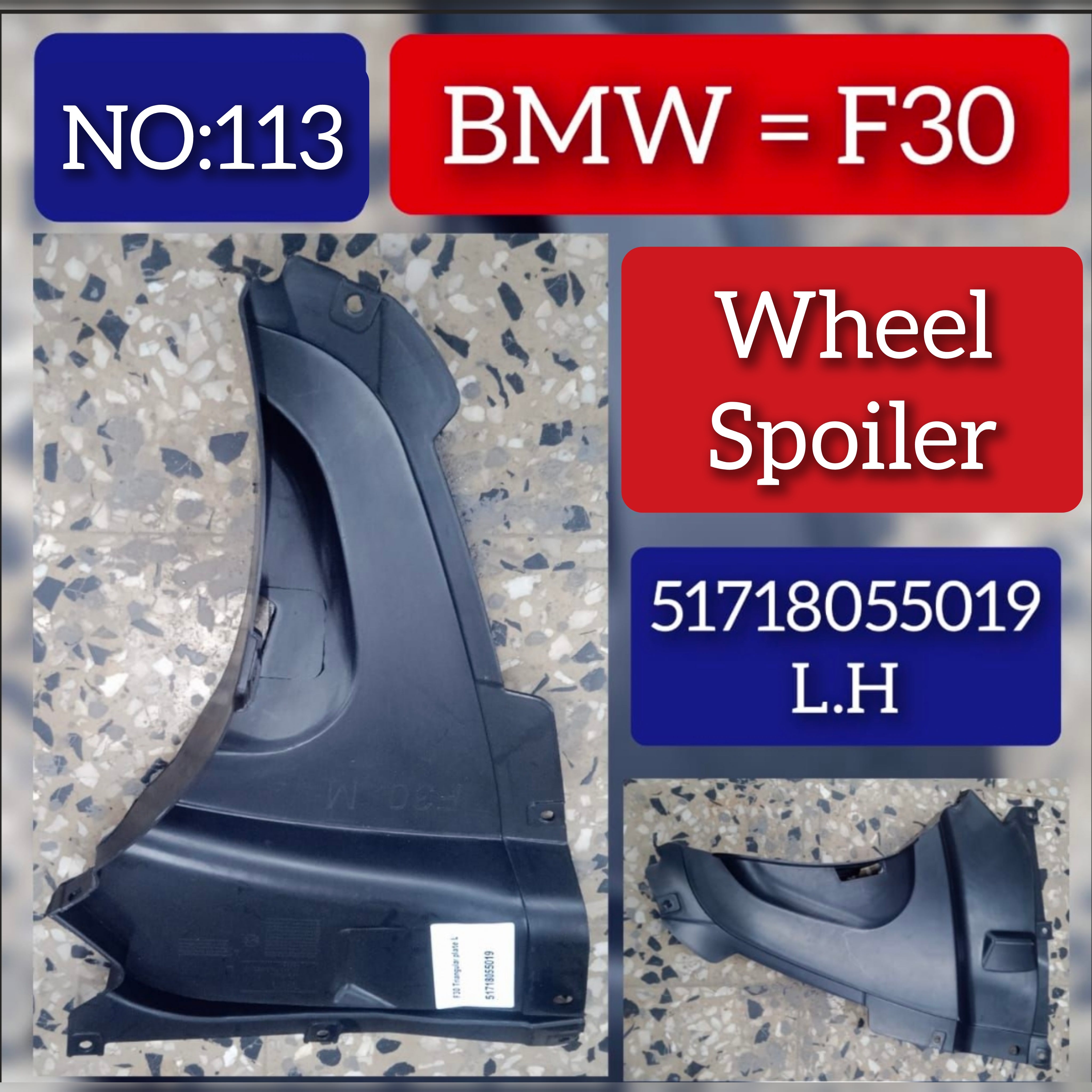 Front Fender Liner Extension - Left 51718055019 Compatible with BMW 3 Series F30 Tag No.113