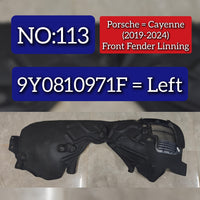 Front Left Wheel Fender Linning 9Y0810971F Compatible With Porsche Cayenne (2019-2024) Tag No.113