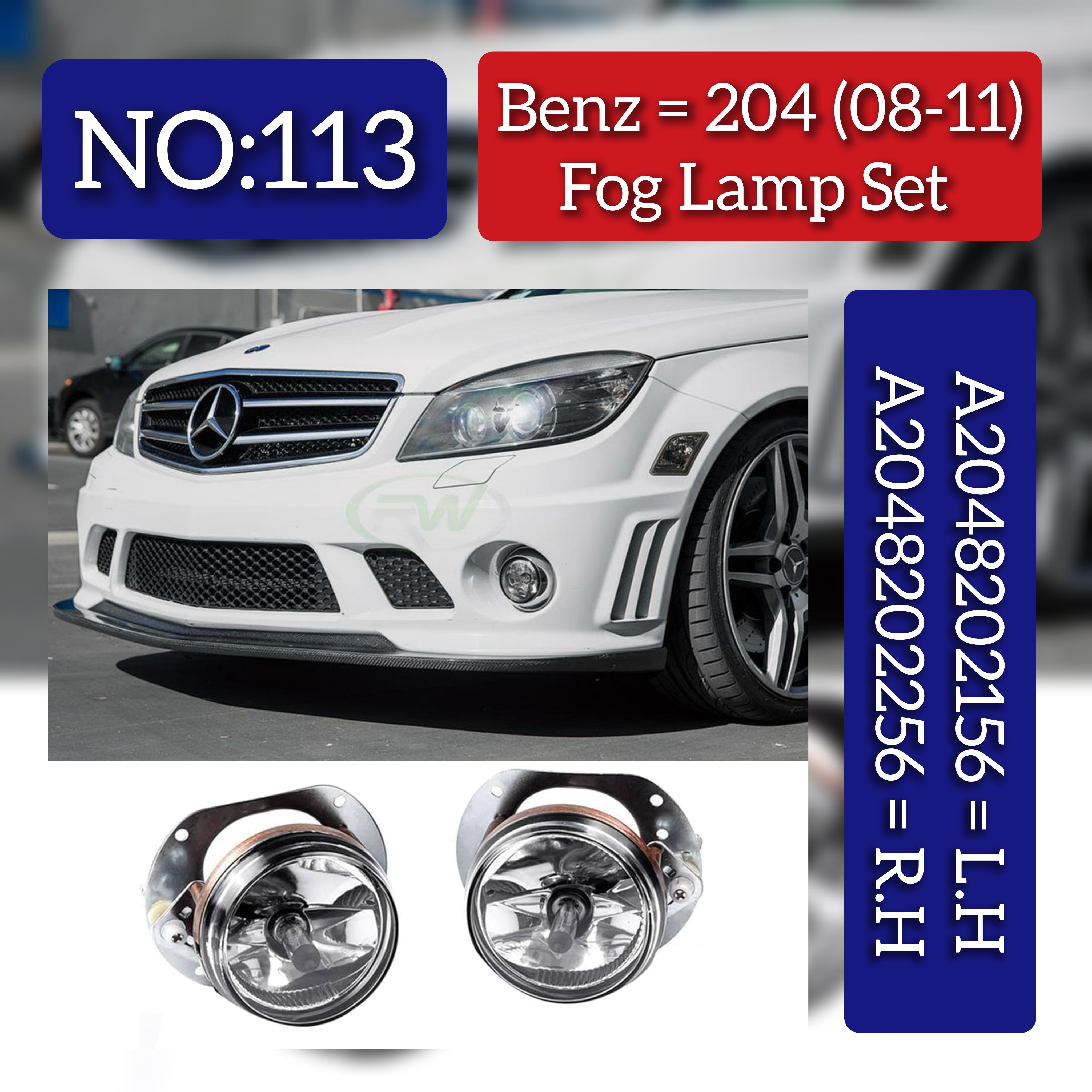 Fog Lamp Fog Light Left 2048202156 & Right 2048202256 Compatible With MERCEDES-BENZ SLK (R171)