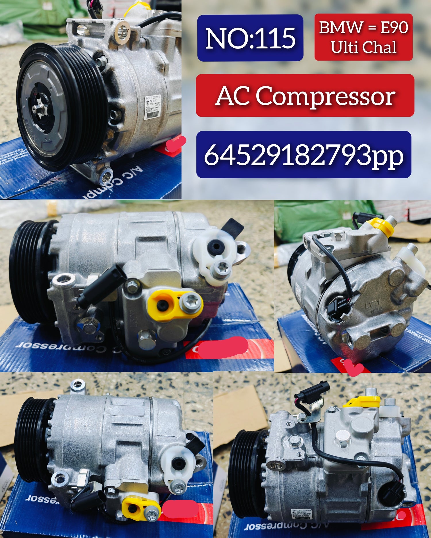 AC Compressor 64529182793pp 6452918279 & 64509145351 & 64509156821 & 64526915380 & 645291453 Compatible With BMW & 3 (E90) & X1 (E84) Tag No.115