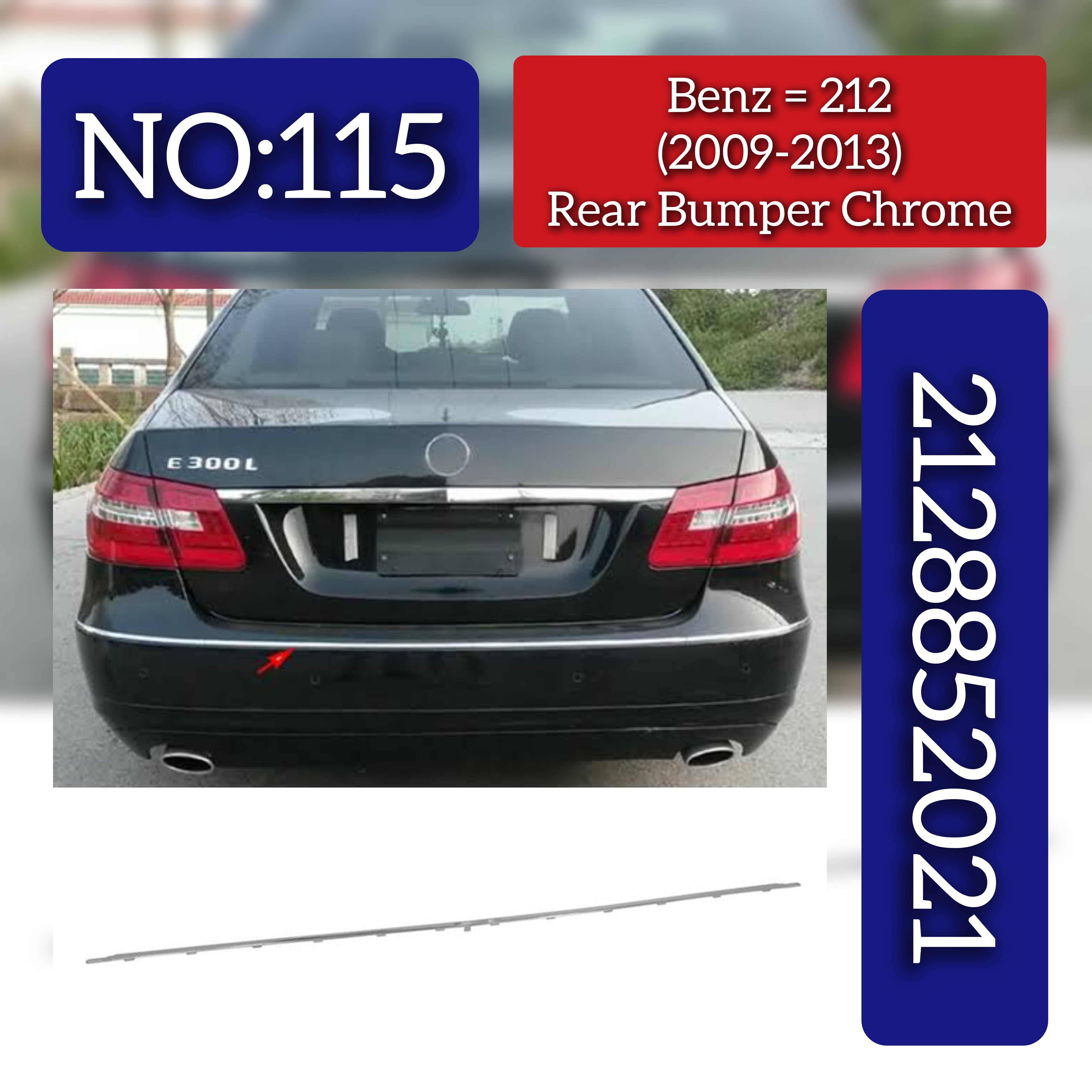 Rear Bumper Chrome  2128852021 Compatible With MERCEDES-BENZ E-CLASS W212 T-1 2012 Tag No.115
