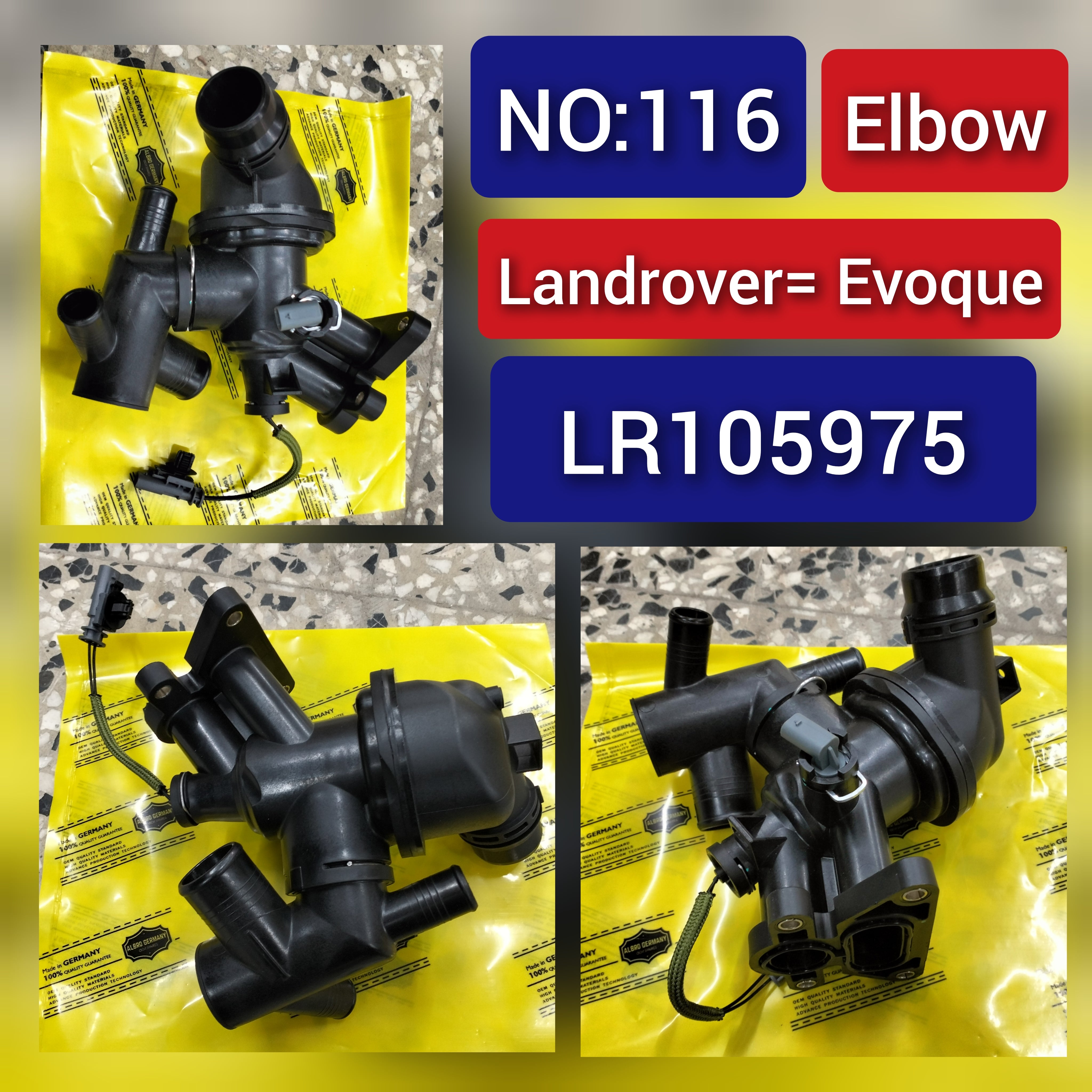 Elbow (Thermostat) LR105975 LR073694 For LAND ROVER DISCOVERY SPORT L550 & RANGE ROVER EVOQUE L538 Tag-E-116