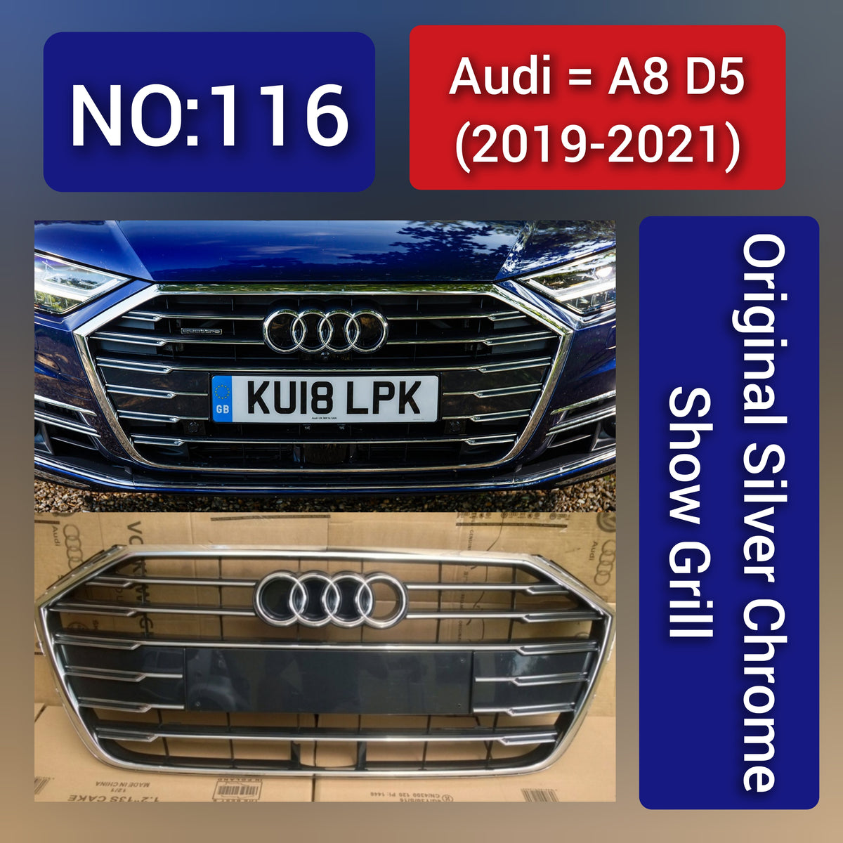 Audi A8 D5(2019-21) Original Silver Chrome Show Grill