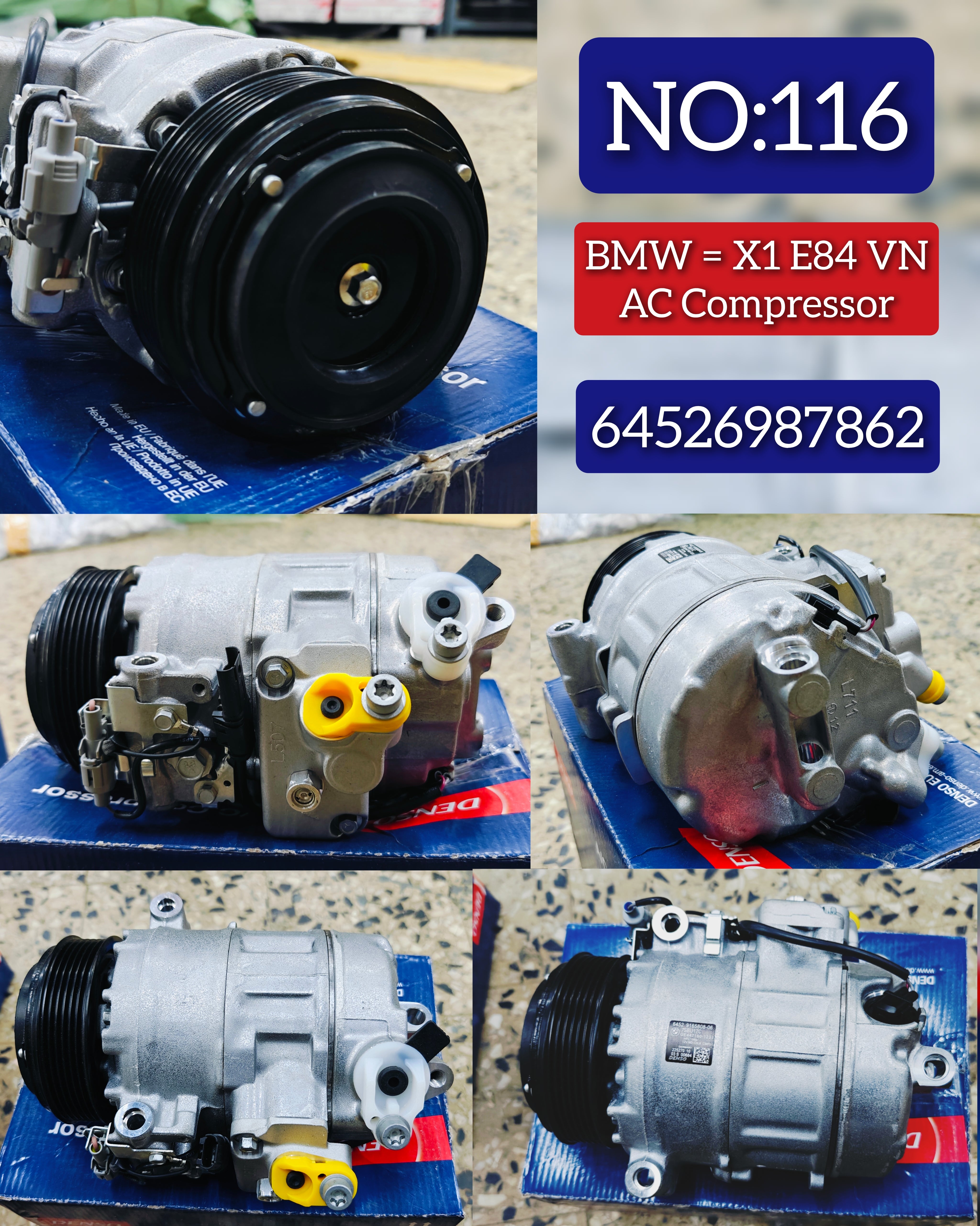 AC Compressor 64526987862  Compatible With BMW 3 Series (E90) & 3 Convertible (E93) & 5 Series (E60) & X1 (E84)