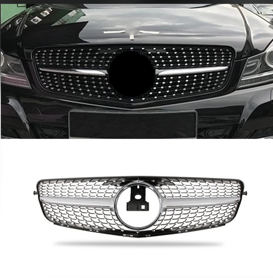 Diamond Silver Show Grill Compatible With Mercedes  Benz C-CLASS 204 T-2  (2007-2014) Tag-SG-5