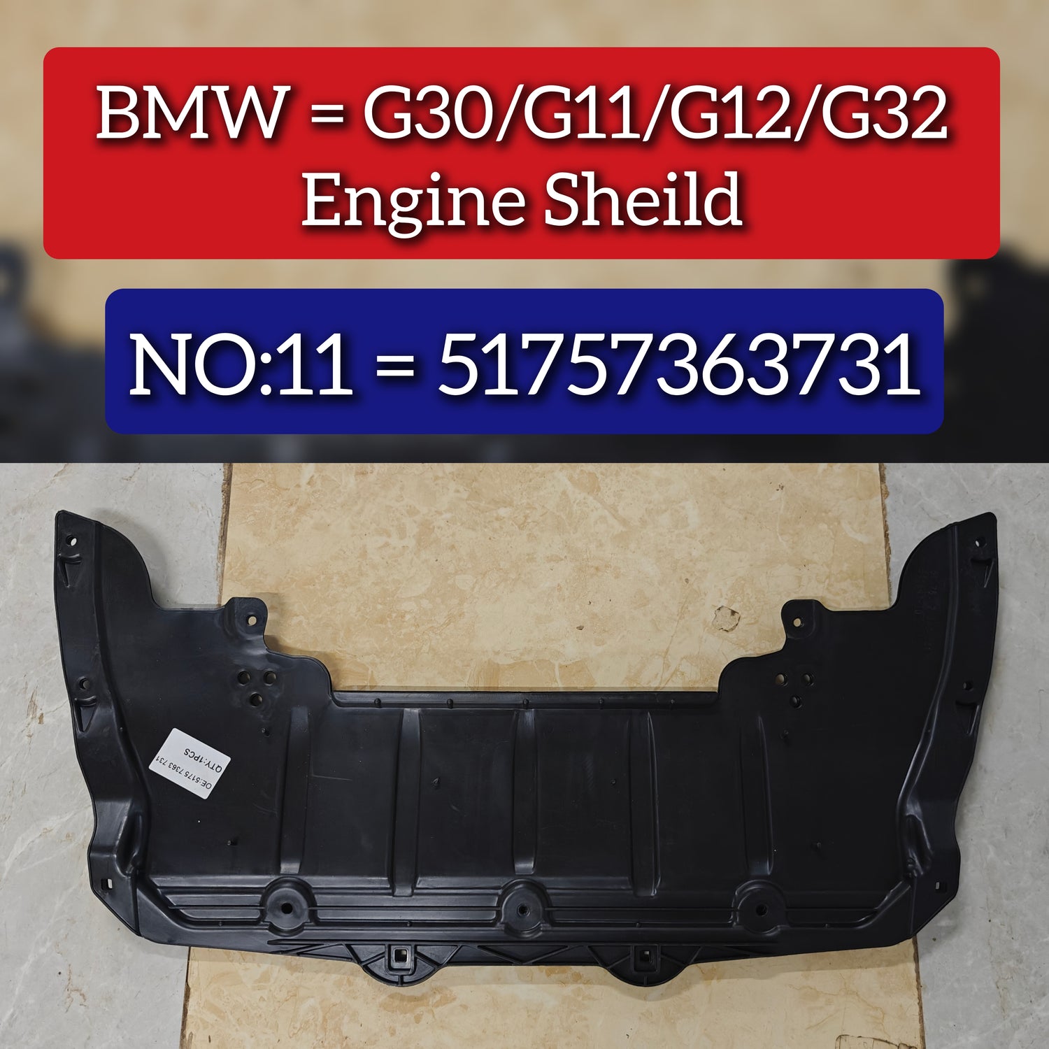 Under Hood Shield Cover Steering Gear Cover 51757363731 Compatible With BMW 5 6 7 Series G11 G12 G30 G31 G32 (2016-25) Tag No.13