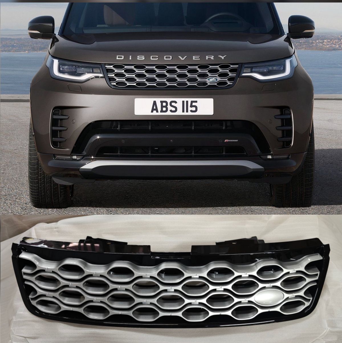 Glossy Black + Silver Show Grill LR183286 Compatible With LAND ROVER DISCOVERY SPORT (L550) (2020-2024) Tag No.11