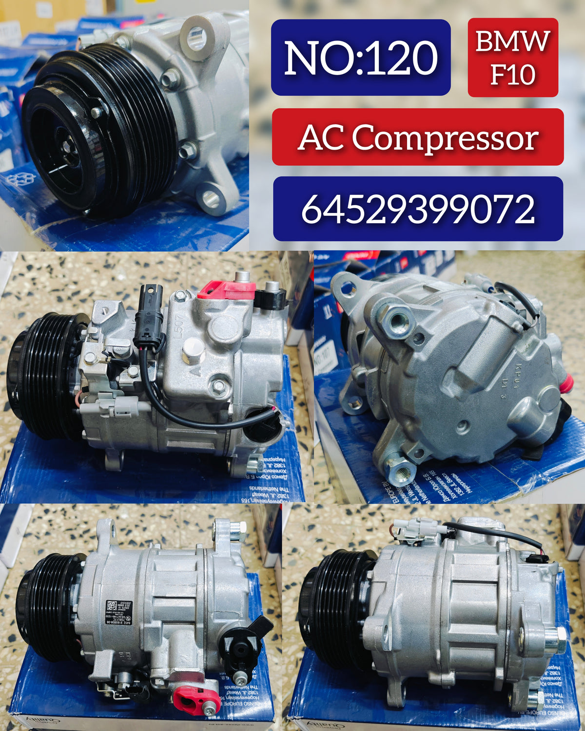 AC Compressor 64529215947 64529216466 64529223694 64529225703 64529399072 Compatible With  BMW 1 Series (F20) & 3 Series (E90,F30, F80,F34) & 5 Series (F10) & 5 Gran Turismo (F07) & 7 Series (F01, F02, F03, F04) & X1 (E84) & X5 (F15, F85)