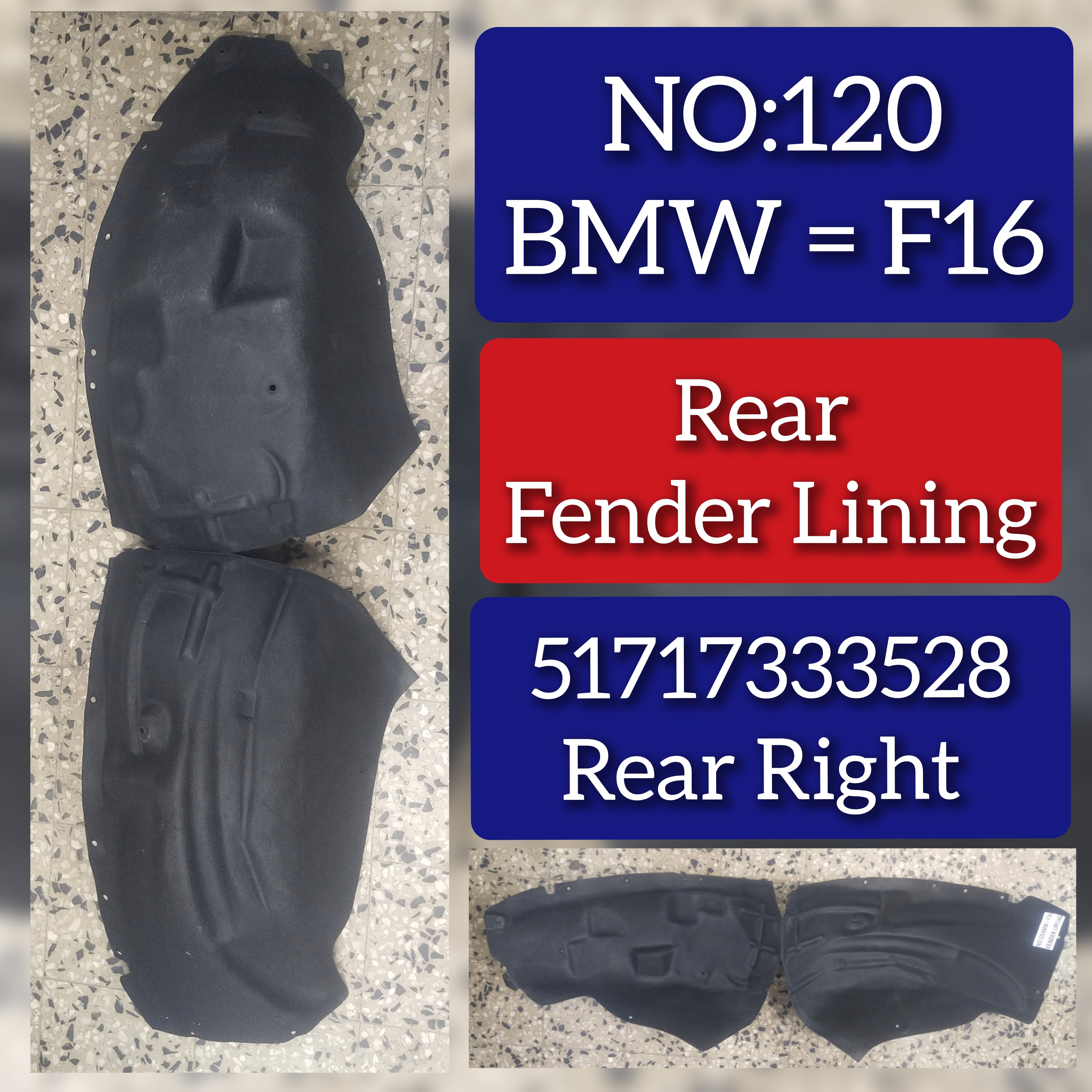 Rear Right Fender Liner 51717333528 Compatible With BMW X4 F16