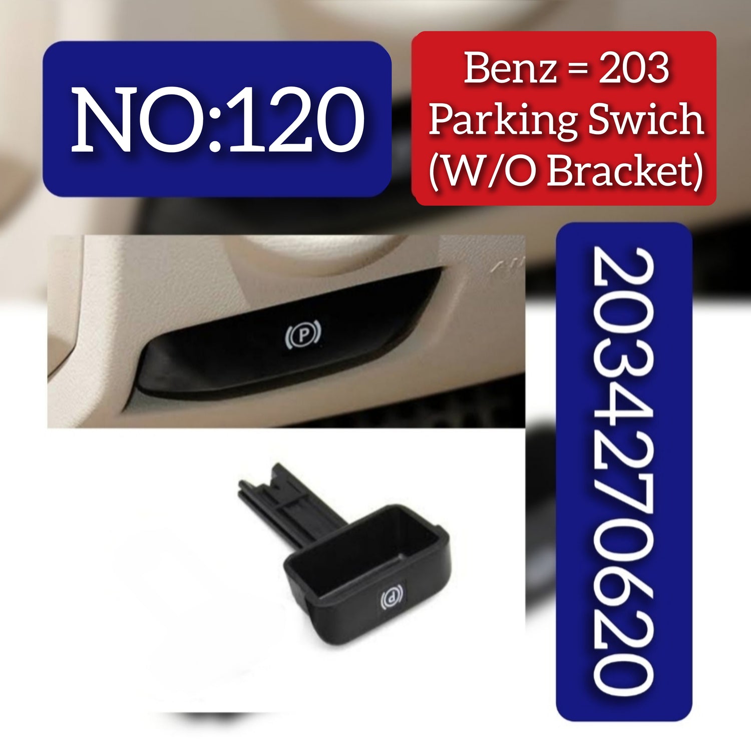 MERCEDES Benz C-CLASS W203 Parking Switch  With Bracket Black 2034270620 A2034270620 Tag-SW-111