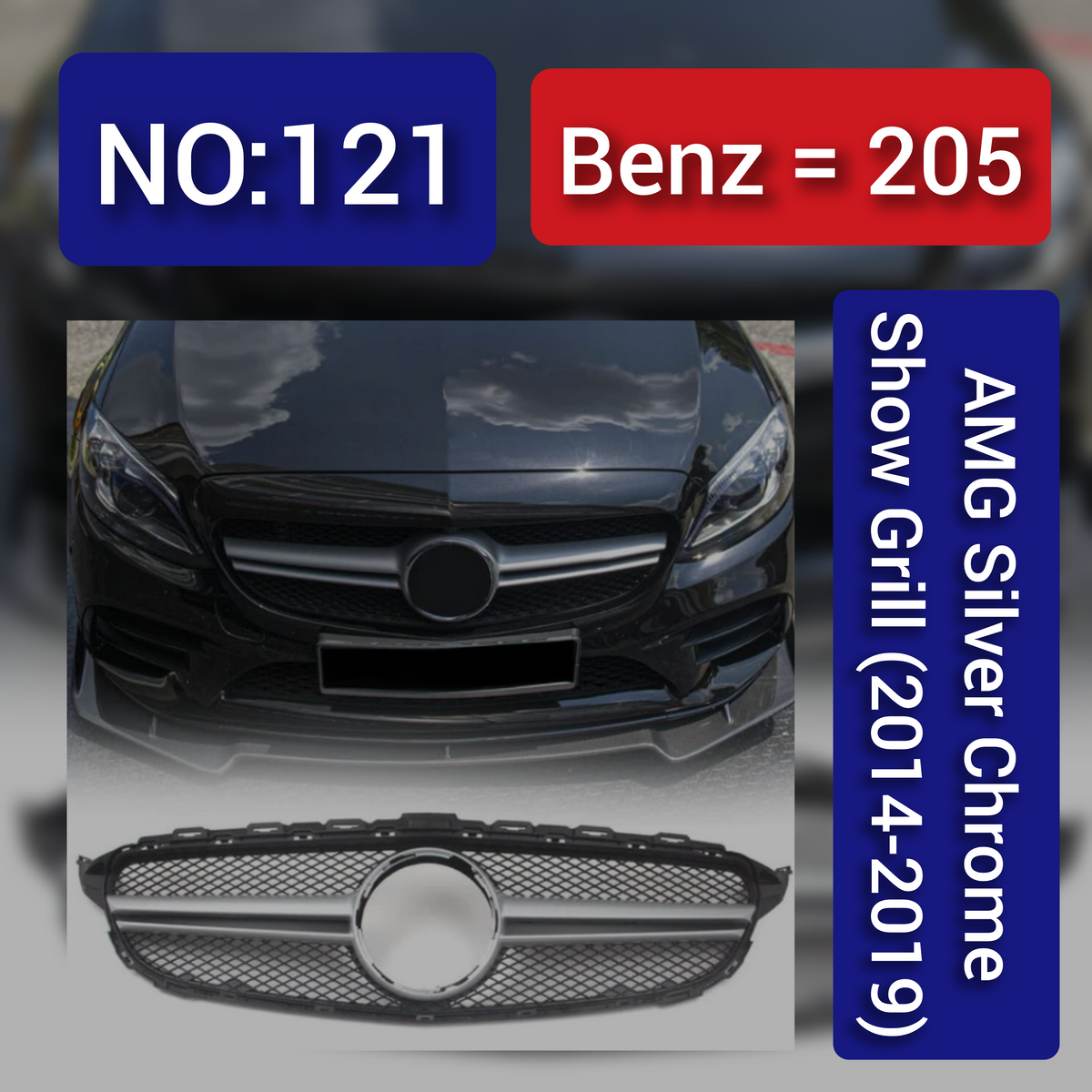 Benz = 205 AMG Silver Chrome Show Grill (2014-2019) Tag 121