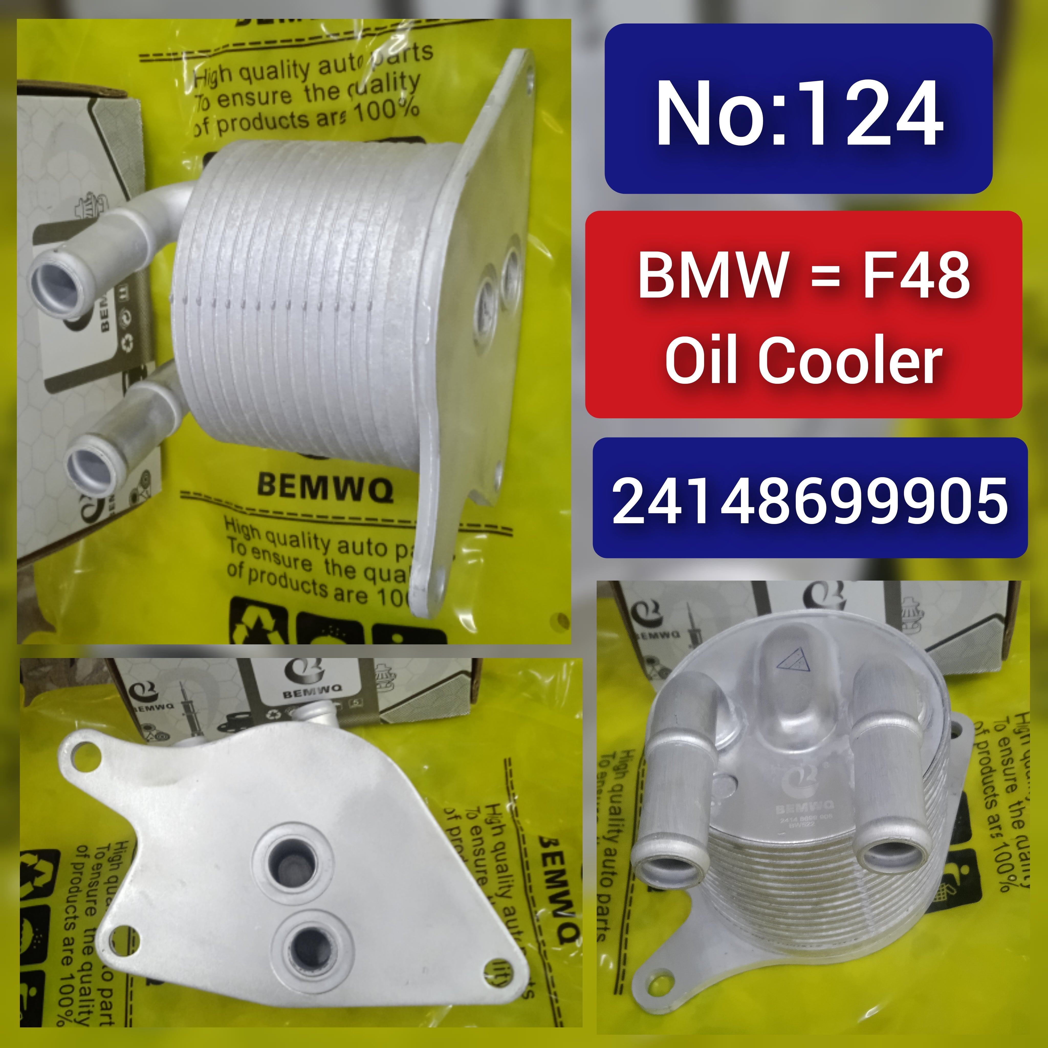 Oil Cooler 24148699905 Compatible With  BMW 2 Gran Coupe (F44) & X1 (F48) &  MINI (F56) | MINI / COOPER & MINI CLUBMAN (F54) & MINI COUNTRYMAN (F60) Tag No.124