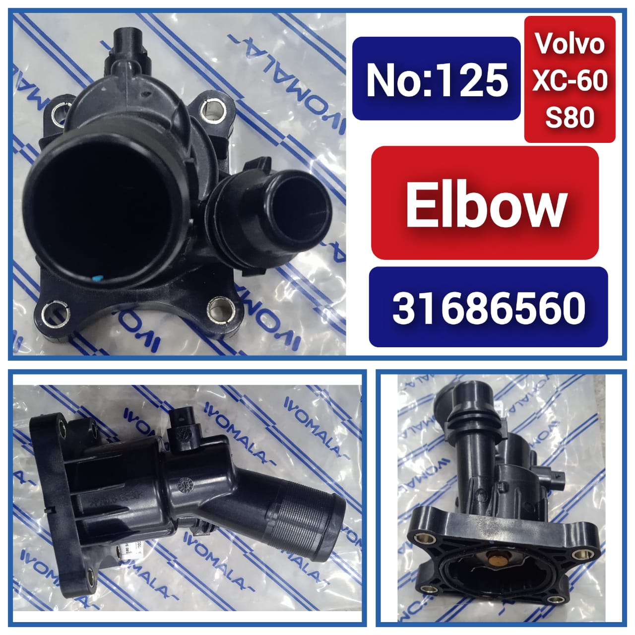 Engine Coolant Thermostat 31686560 31293912 31439968 31474700 31474989 Compatible With VOLVO XC60/S80 Tag No.125