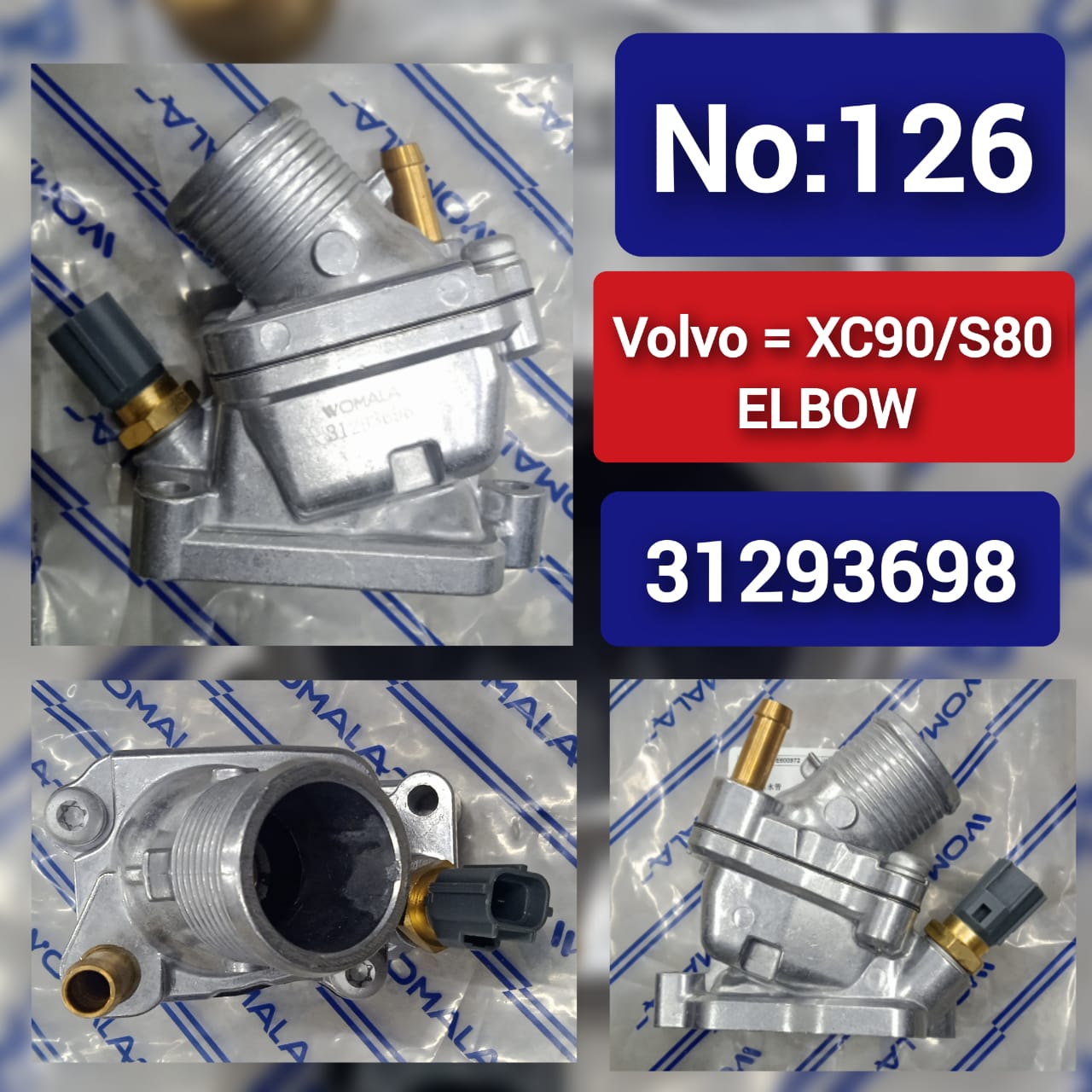 Thermostat Assembly 31293698 30650469 30777476 Compatible With VOLVO XC90 & S80 Tag No.126