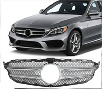 Show Grill Compatible With Mercedes Benz C-Class W205   Double Silver Chrome (2015-2018) Tag 61