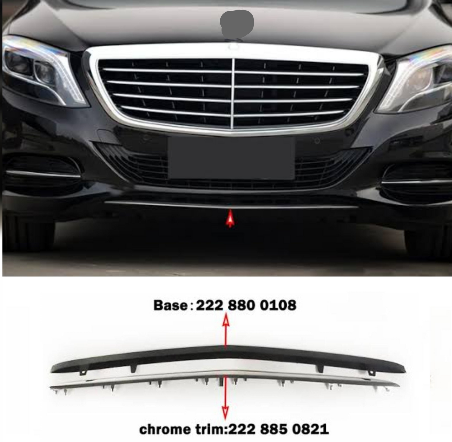 Front Bumper Chrome With Back Bracket 2228850821 Compatible With Mercedes-Benz S-Class (W222) Tag No.129