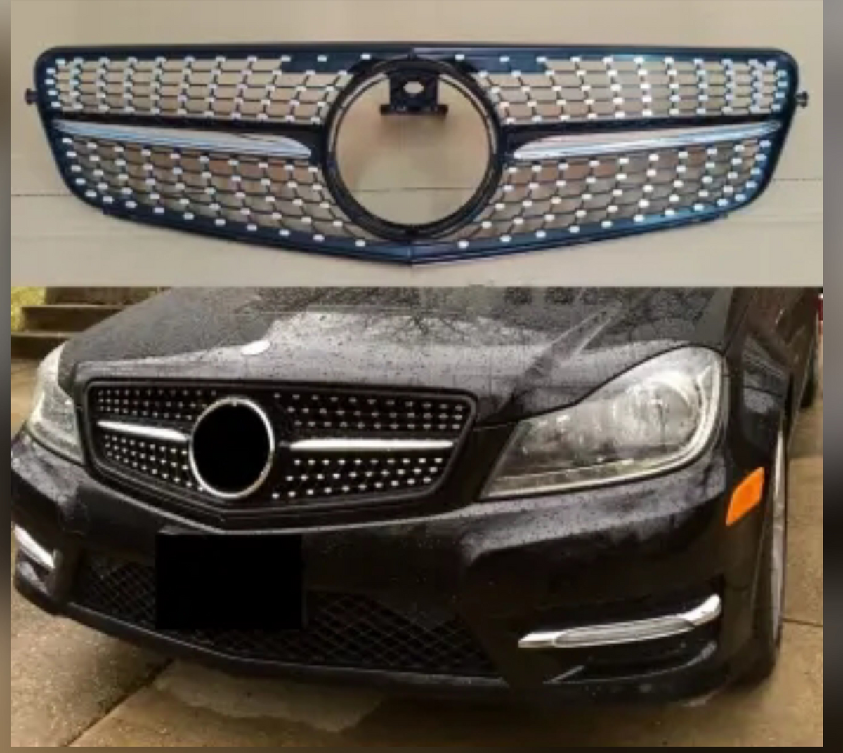 Diamond Black Show Grill  Compatible With Mercedes Benz C-CLASS 204 T-2  (2007-2014) Tag 12