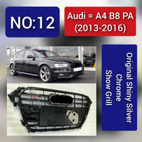 Show Grill Compatible With Audi A4 B8 Facelift (2013-16) Original Shiny Silver Chrome Tag 12