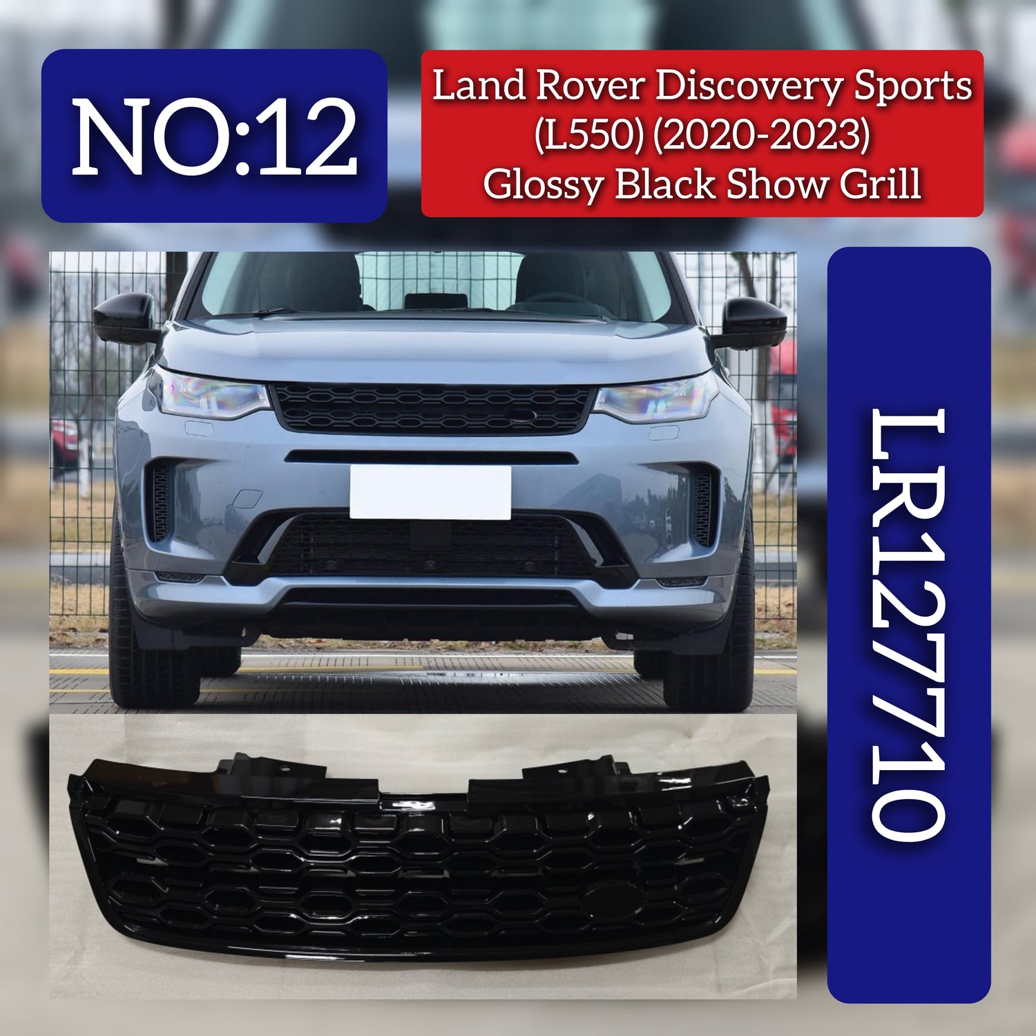 Glossy Black Show Grill LR127710 Compatible With LAND ROVER DISCOVERY SPORT (L550) (2020-2023) Tag No.12