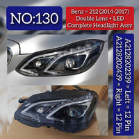 Complete Headlight Assembly (Double Lens + LED) Left A2128202339 & Right A2128202439 2128200959 2128202339 2128205539 2128209759 A2128205539 A2128209759 A2129063103 A2129064303 Compatible With Mercedes Benz E-Class (W212) (2014-2017) Tag No.130