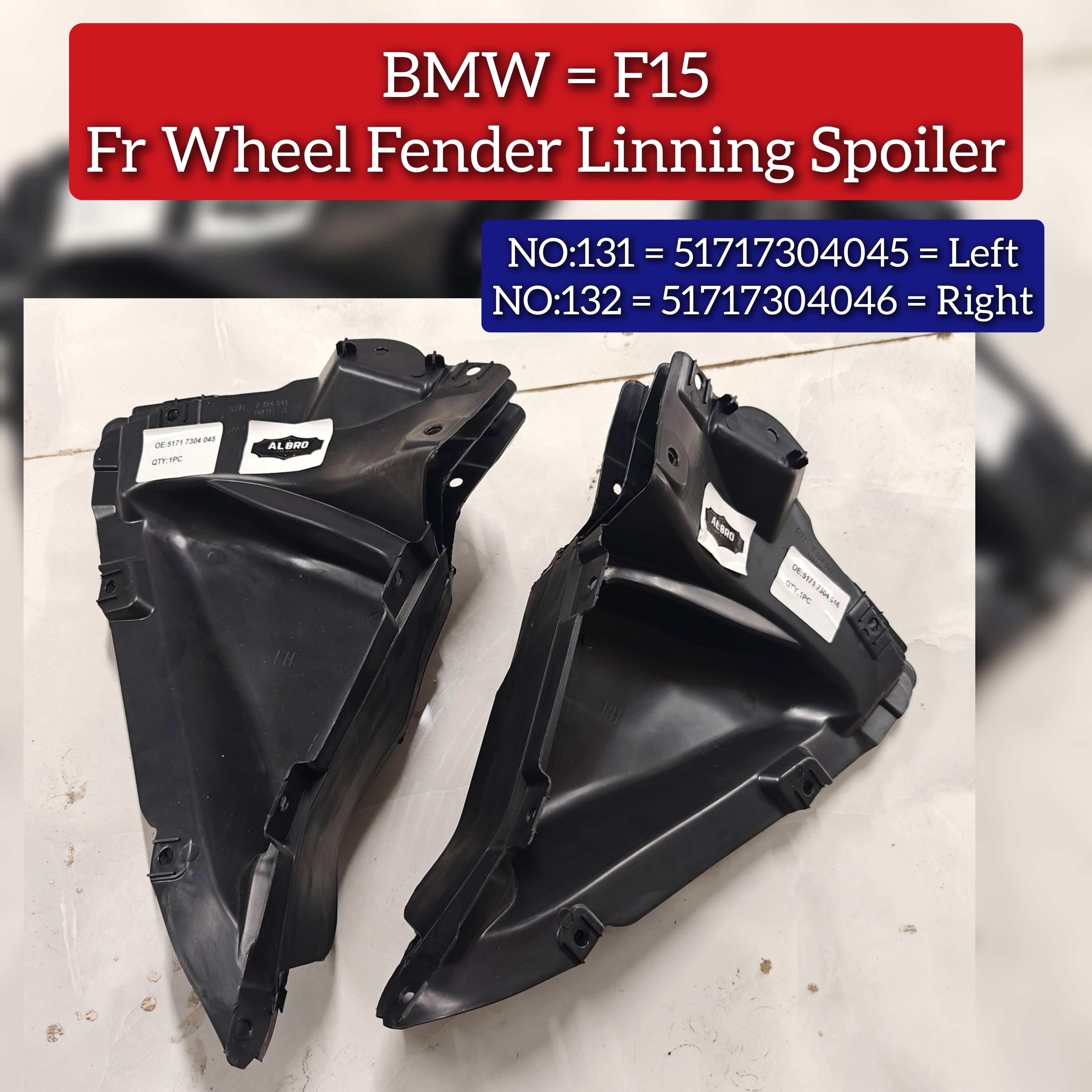Front Right Wheel Fender Spoiler 51717304046 Compatible With BMW X5 Series F15 Tag No.132