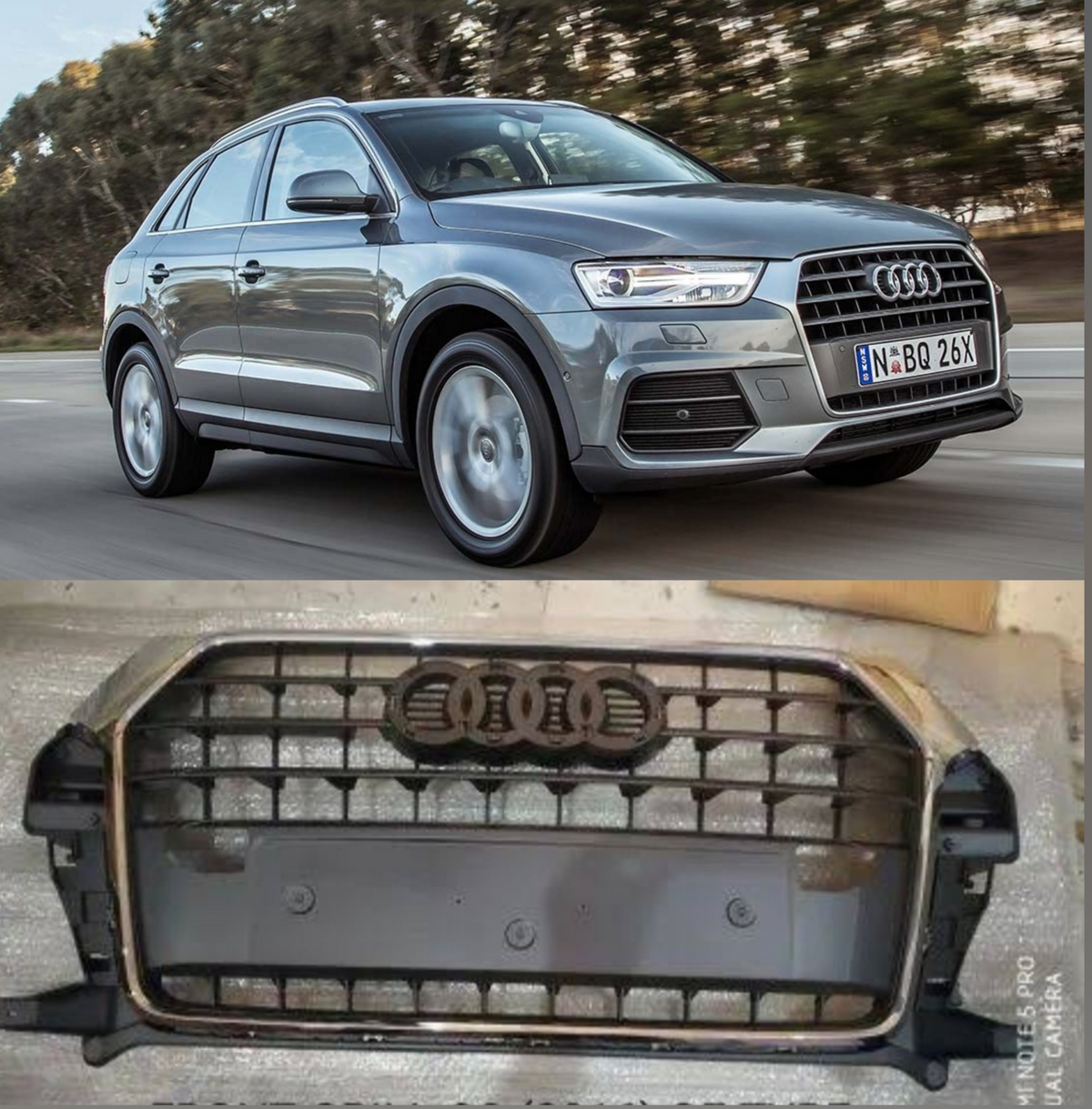 Show Grill Compatible With  Audi Q3(2016-18) Original Grey