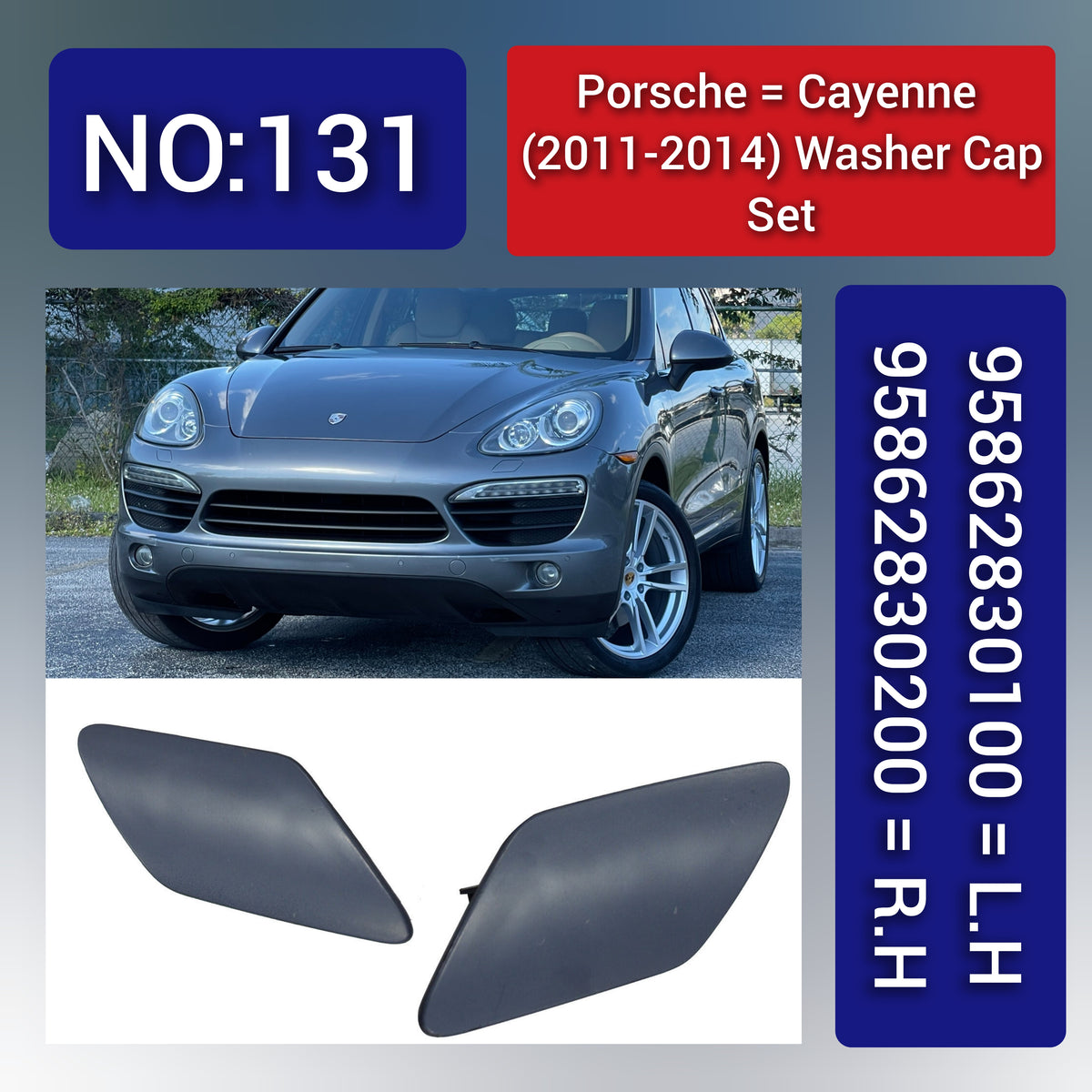 Washer Cap Set Left 95862830300G2X & Right 95862830400G2X Compatible With Cayenne (2011-2014) Tag No.131