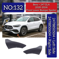 Front Lower Bumper Spoiler Left 2478850504 A2478850504 & Right 2478850604 A2478850604  Compatible With Mercedes Benz 247 GLA (2020-2024) Tag No.132