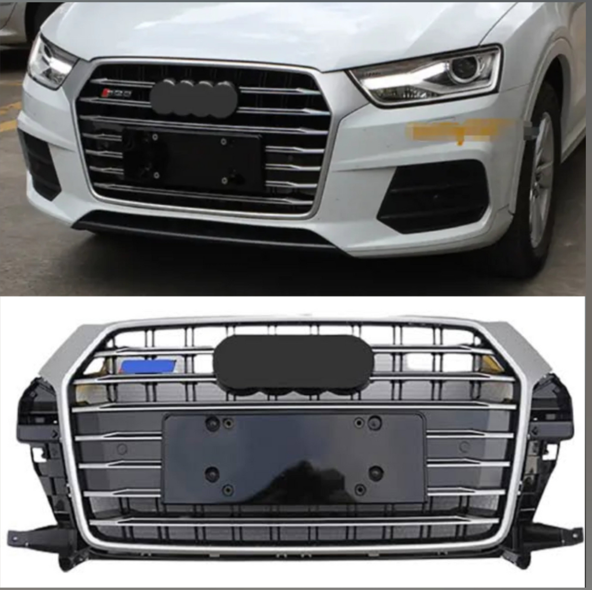 Show Grill  Compatible With Audi Q3(2016-2018) AMG Silver Chrome Tag No.133