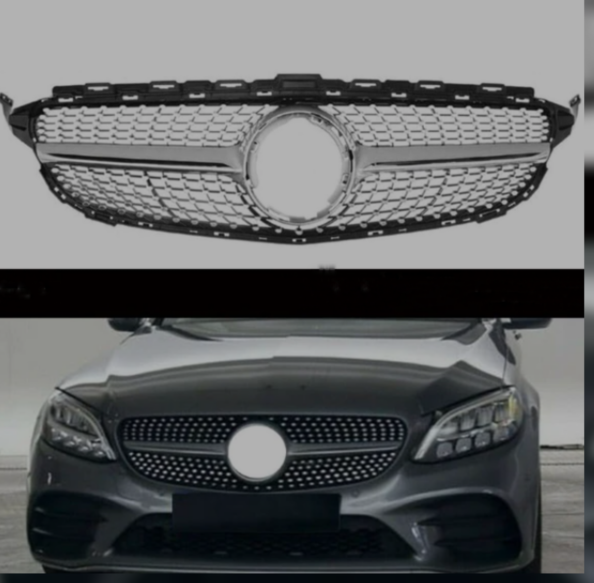 Diamond Silver Chrome Show Grill Compatible With Mercedes Benz C-Class W205  (2019-2022) Tag 133