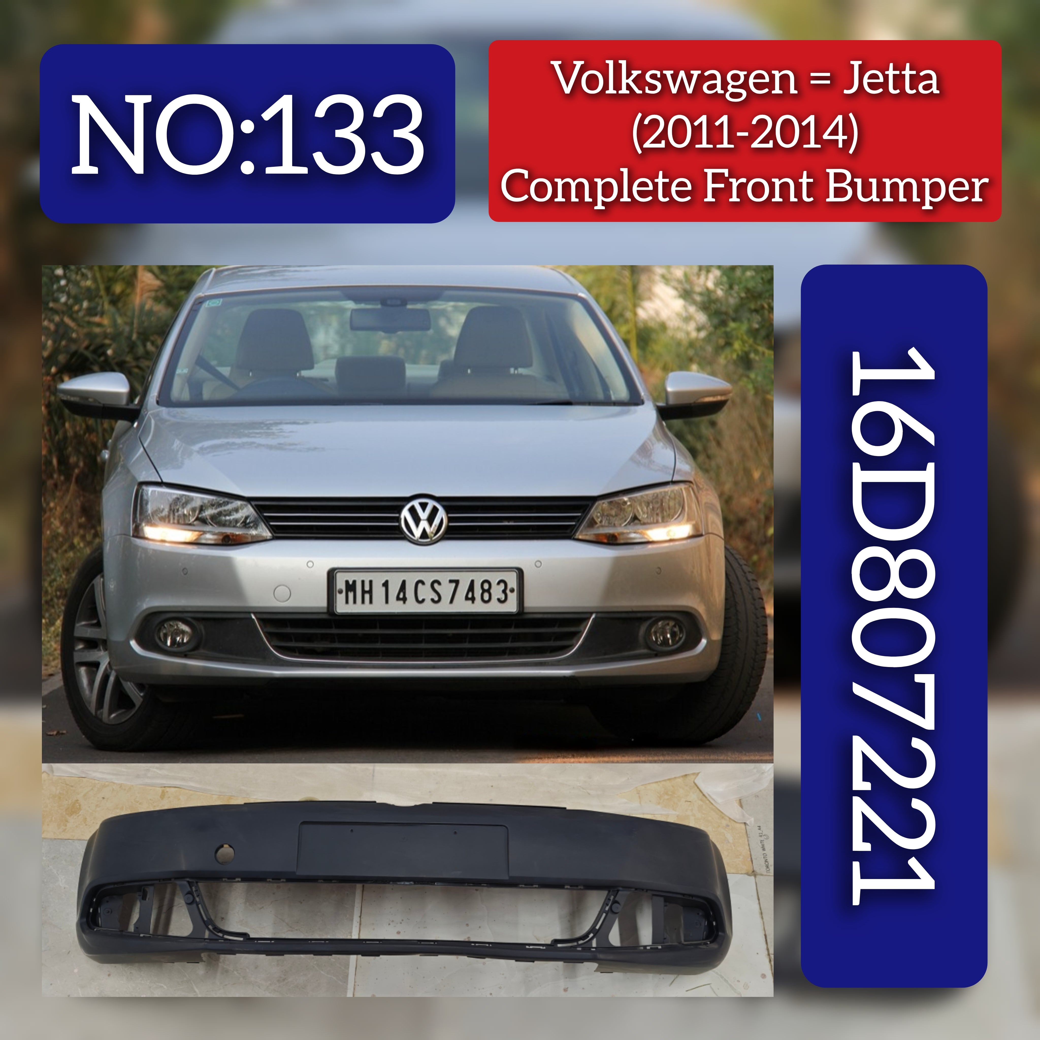 Front Bumper 16D807221 Compatible With Volkswagen  For JETTA Tag No.133