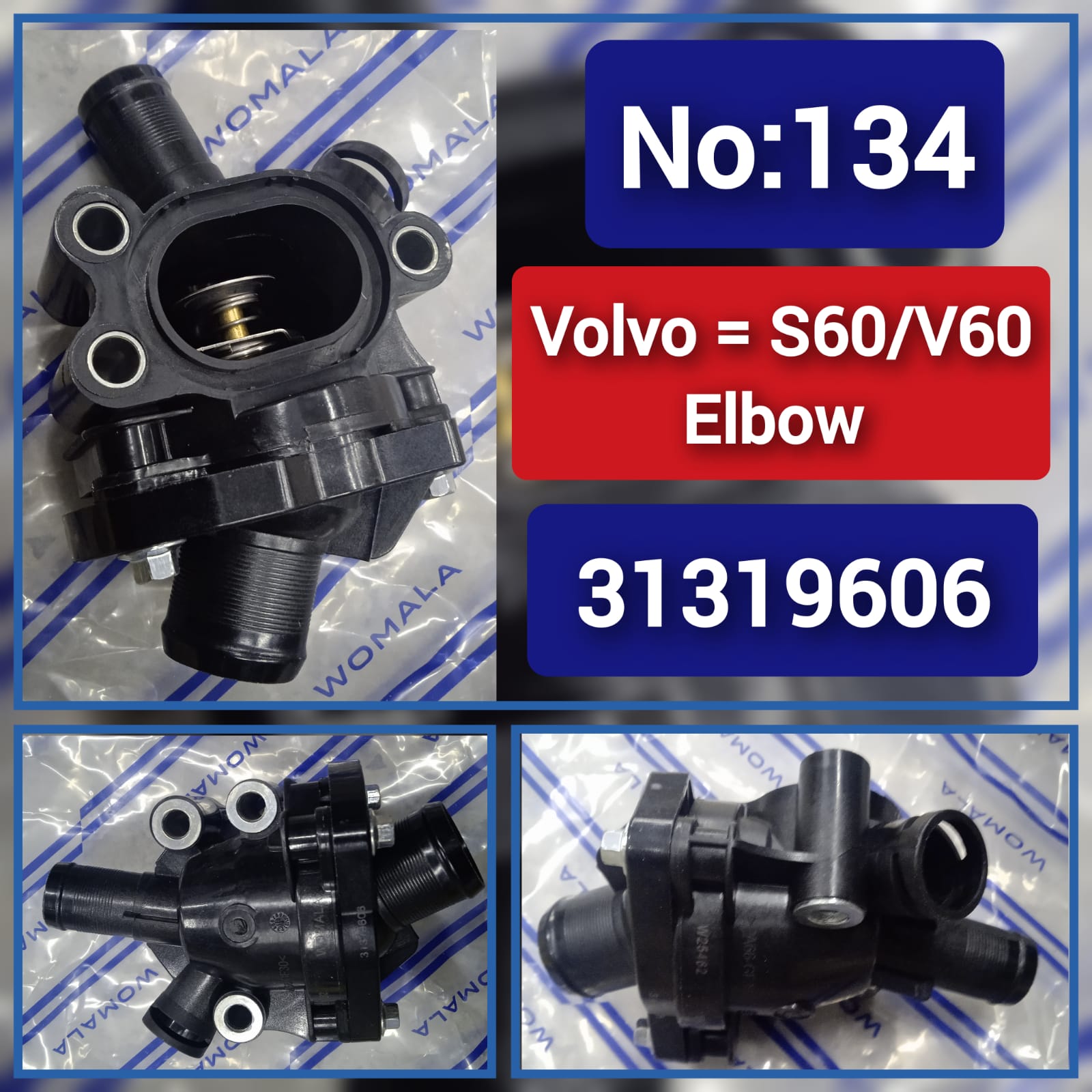 Engine Coolant Thermostat Housing 31319606 30650753 306507534 Compatible With VOLVO S60/V60 Tag No.134