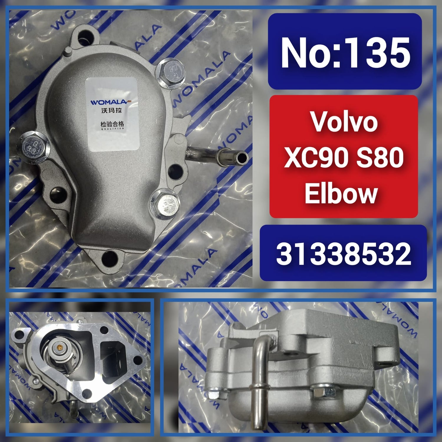 Thermostat Housing Coolant Pump 31338532 Compatible With VOLVO XC90/S80 Tag No.135