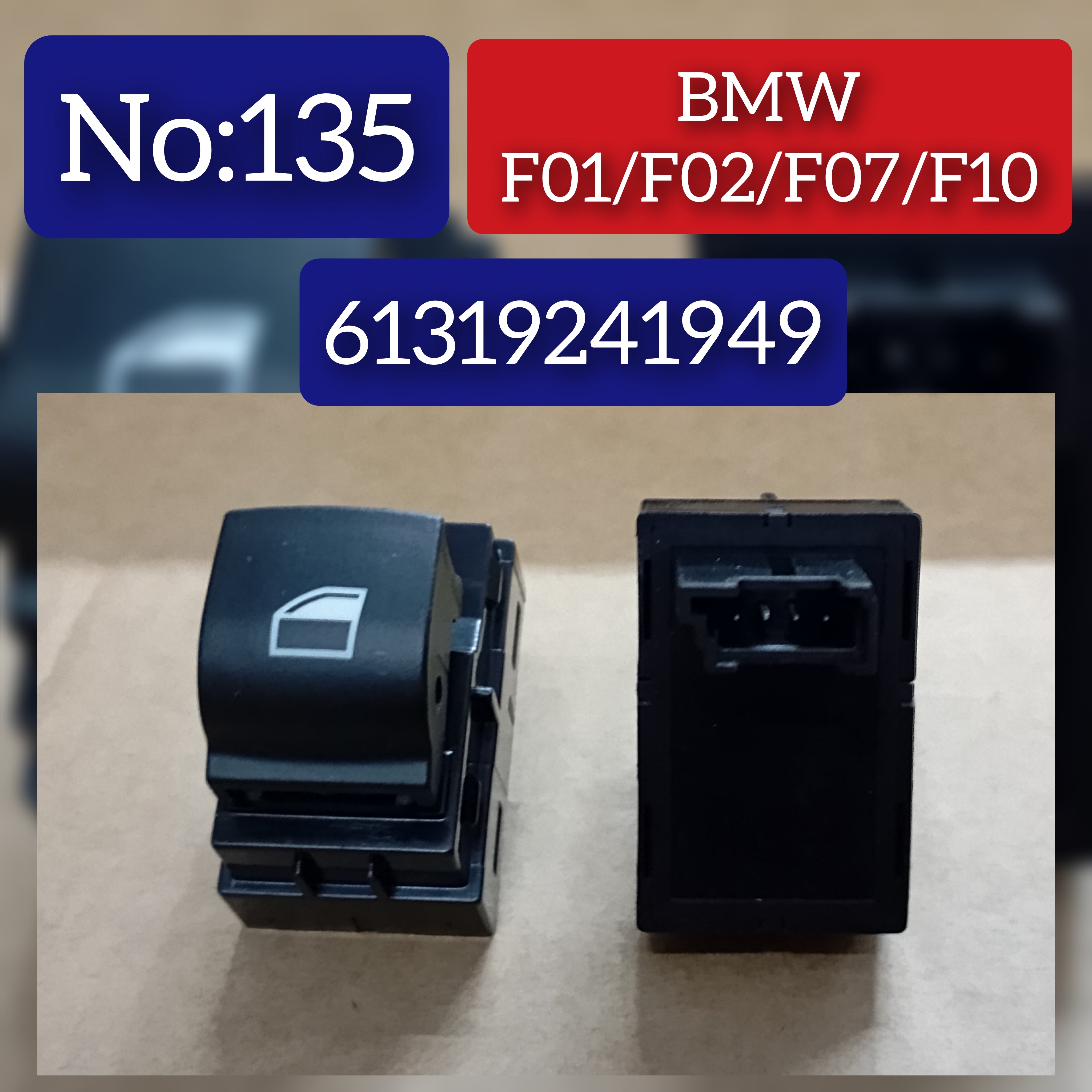 Small Window Regulator Switch 61319241949 61319163527 Compatible with 1 Pc Set BMW 5 (F10) 5 Gran Turismo (F07) 6 Convertible (F12) 6 Coupe (F13) 6 Gran Coupe (F06) 7 (F01, F02, F03, F04) Tag No.135