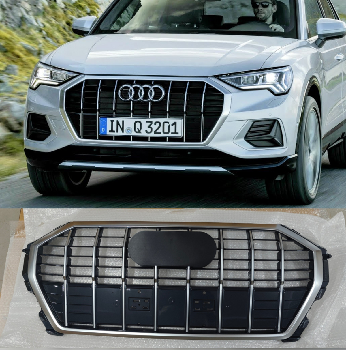 Glossy Grey Show Grill 83G853651APRN4  83G853651ARN4 Compatible With Audi Q3 83G (2019-2024) Tag No.136