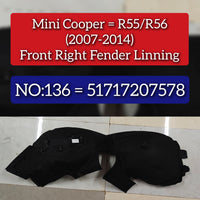 Front Left fender Liner 51717207578 Compatible With Mini Cooper S (R56)