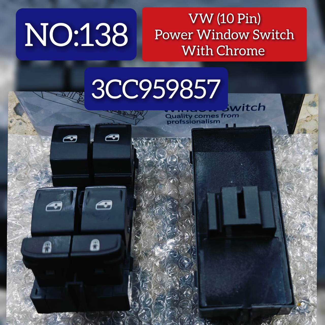 Power Window Switch Master Window Switch 3CC959857 3C8959857 (10  Pin) Compatible With Skoda & Volkswagen Tag No.138