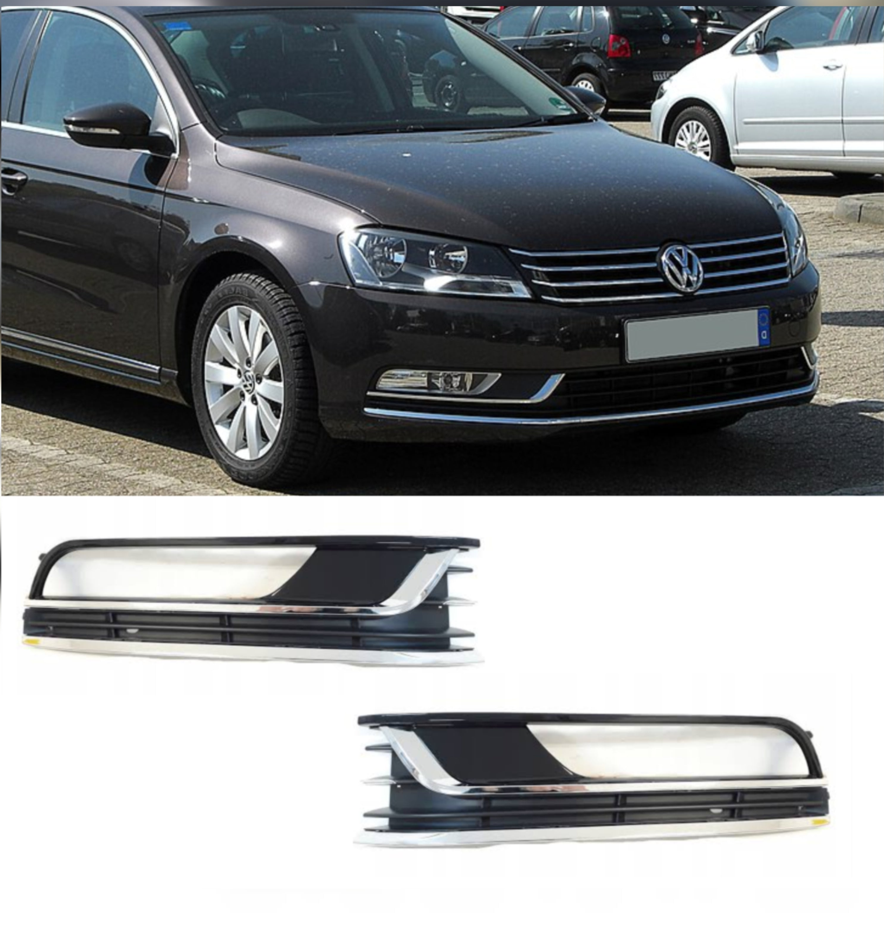 Fog Lamp Cover With Mat + Double Chrome Left 3AA853665 & Right 3AA853666 Compatible With VW PASSAT B7 (2010-2014) No.139