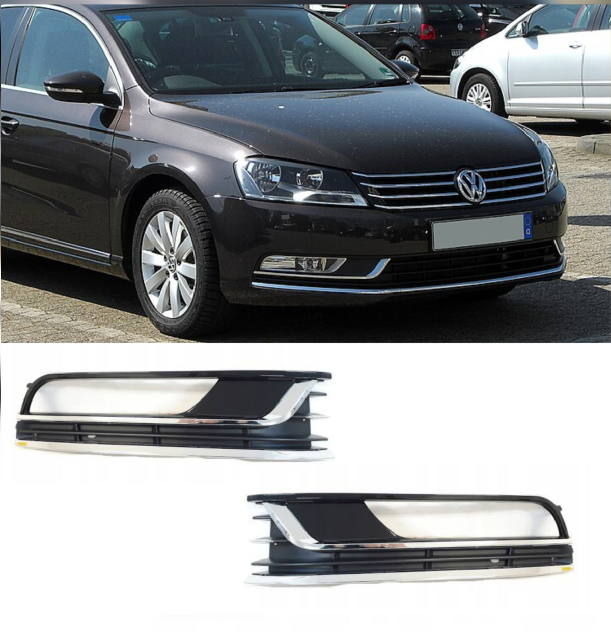 Fog Lamp Cover With Mat + Double Chrome Left 3AA853665 & Right 3AA853666 Compatible With VW PASSAT B7 (2010-2014) No.139