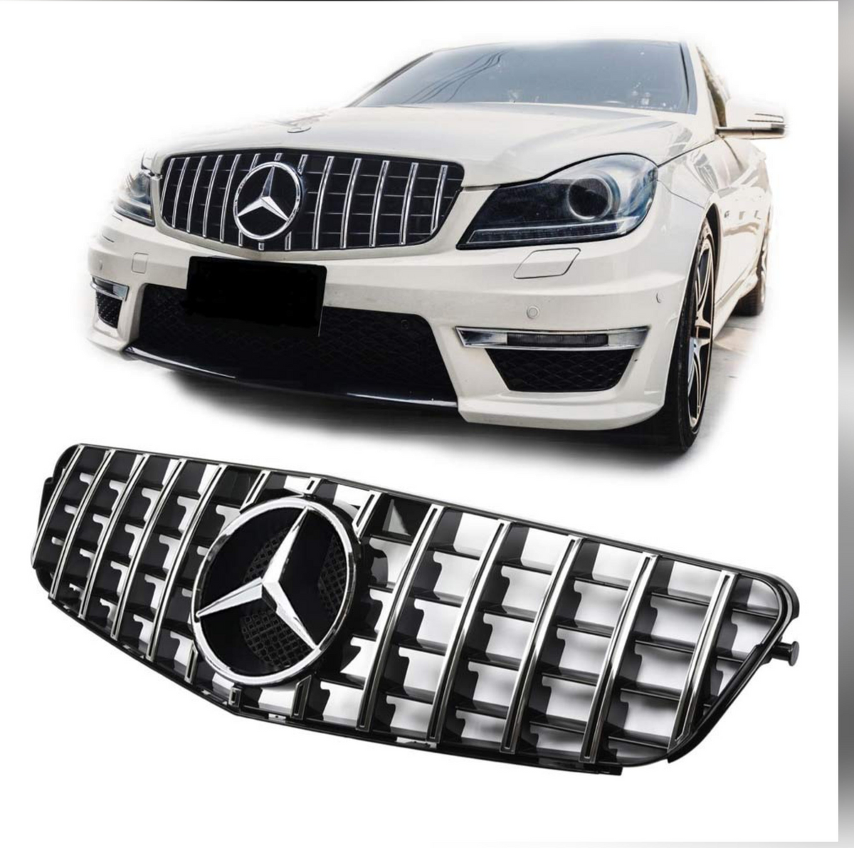 GTR Silver Show Grill Compatible With Mercedes Benz C-CLASS W204 T-2  Tag 13