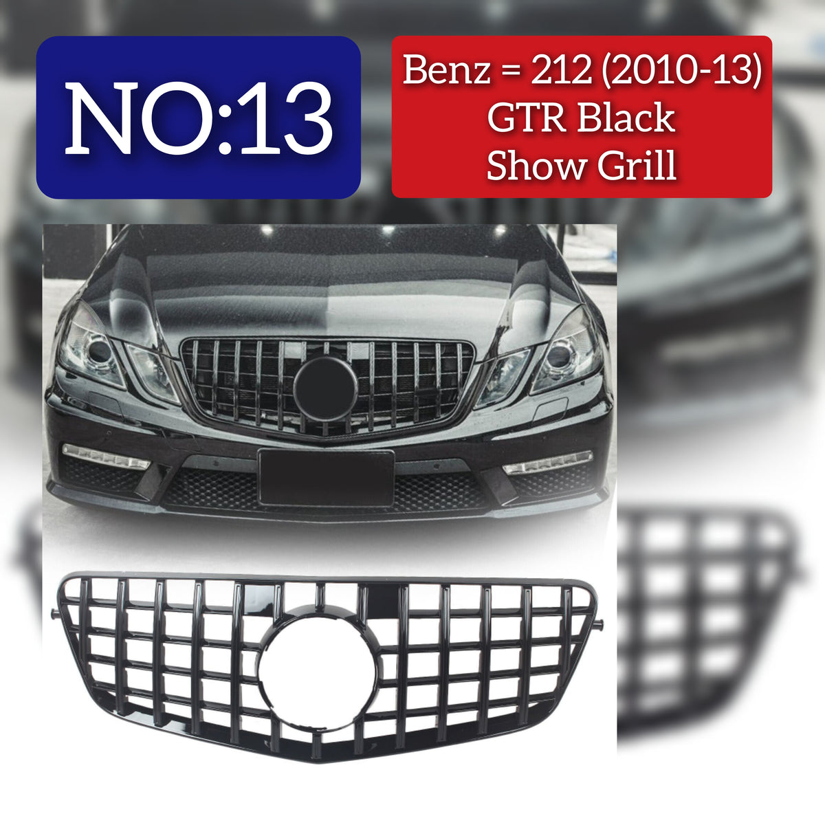 GTR Black Show Grill  Compatible With Mercedes Benz E-CLASS  W212 T-2 Tag 13