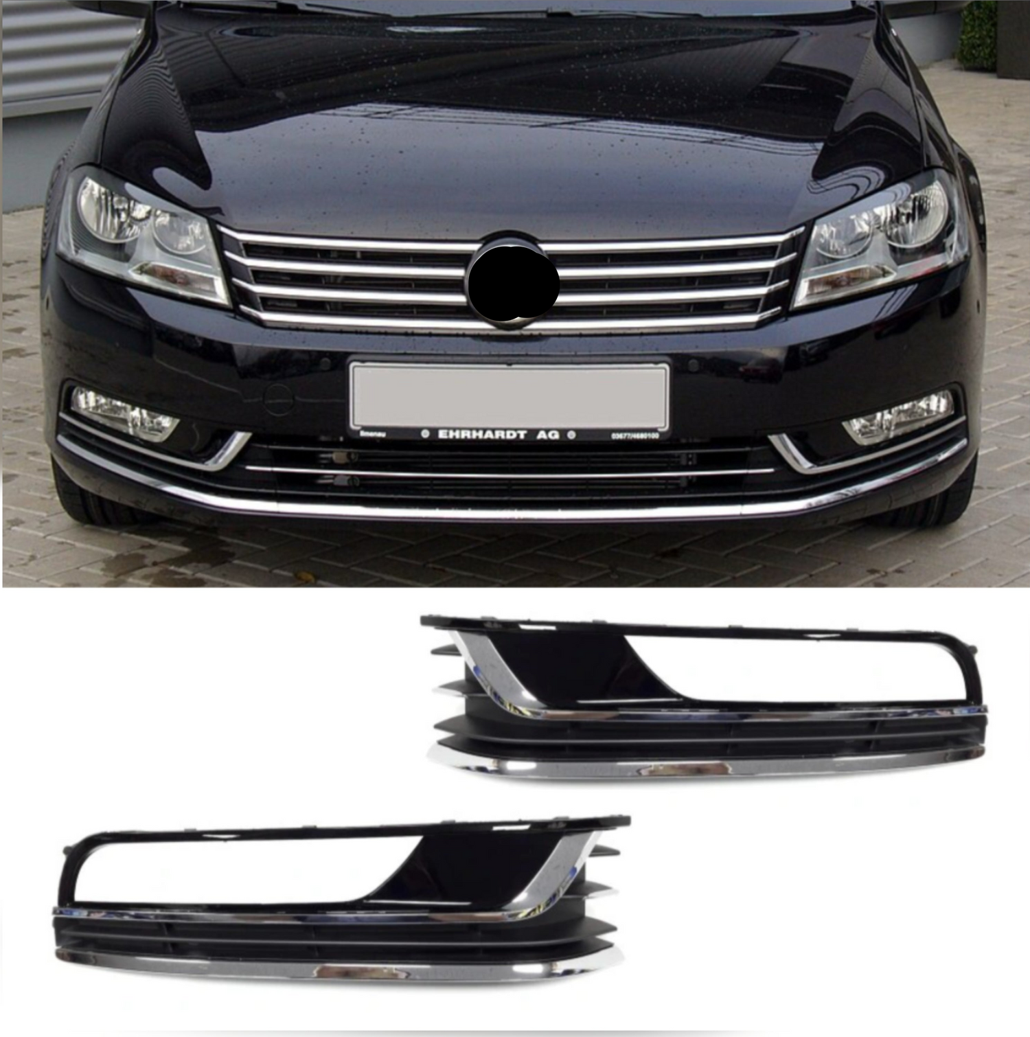 Fog Lamp Cover With Glossy + Double Chrome Left 3AA853665 & Right 3AA853665 3AE807459 Compatible With VW PASSAT B7 (2011-2014) No.140