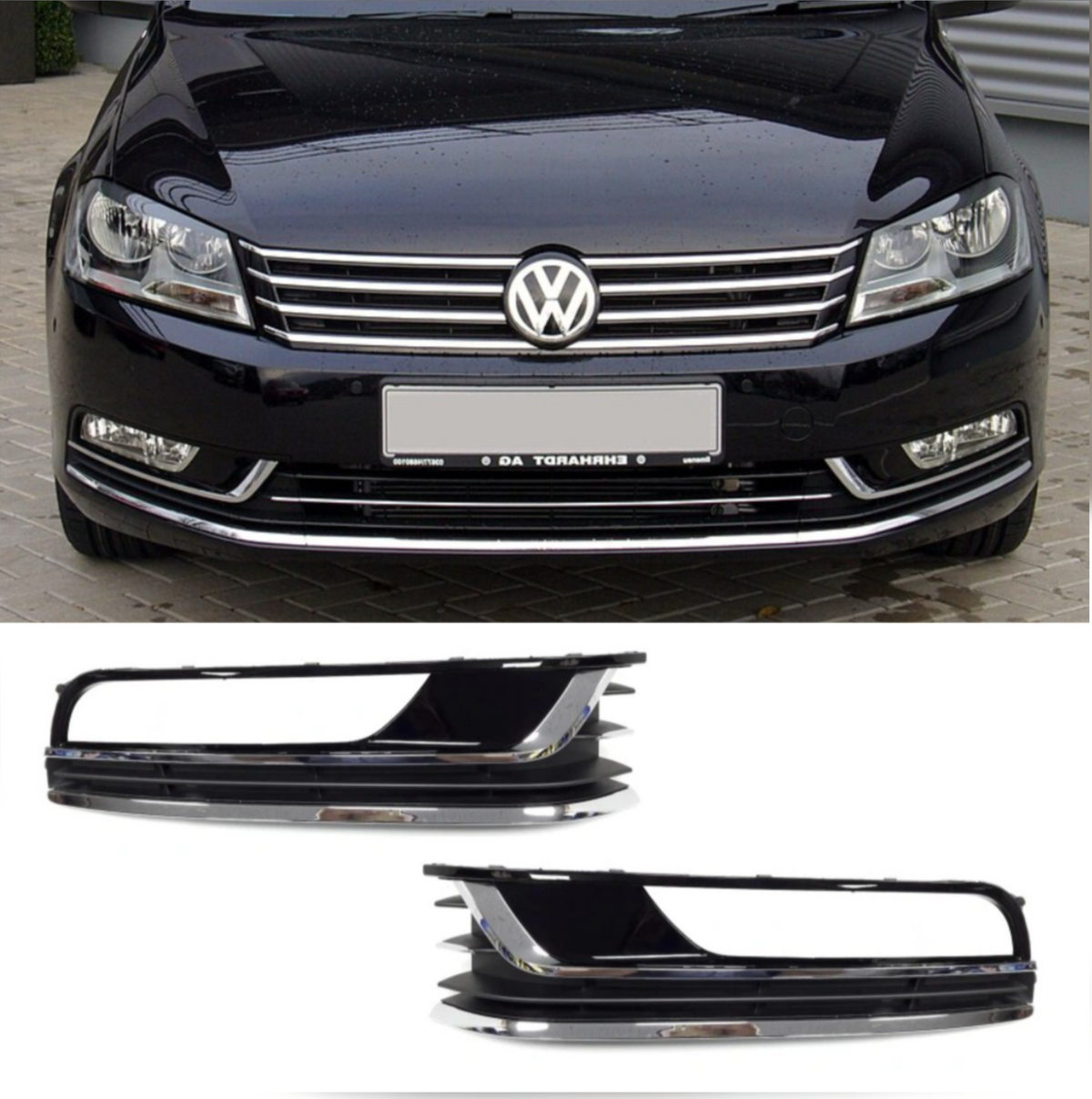 Fog Lamp Cover With Glossy + Double Chrome Left 3AA853665 & Right 3AA853665 Compatible With VW PASSAT B7 (2011-2014) No.140