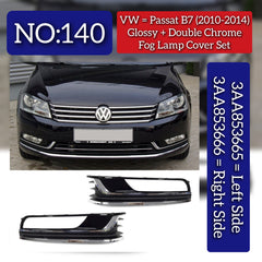 Fog Lamp Cover With Glossy + Double Chrome Left 3AA853665 & Right 3AA853665 Compatible With VW PASSAT B7 (2011-2014) No.140