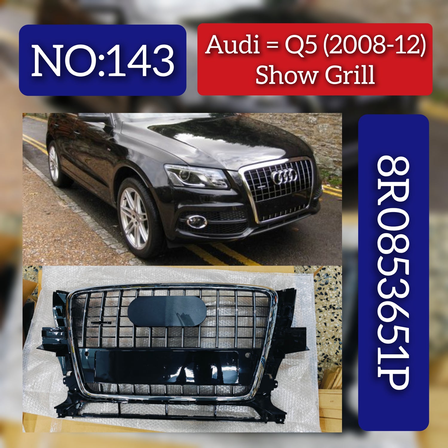 Show Grill 8R0853651P Compatible With AUDI Q5 (2008-2012) Tag No.143