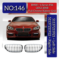 Full Chrome Kidney Grill Left 51137211921 & Right 51137211922 Compatible With BMW=6 Series F06 (2012-2018) Tag No.146