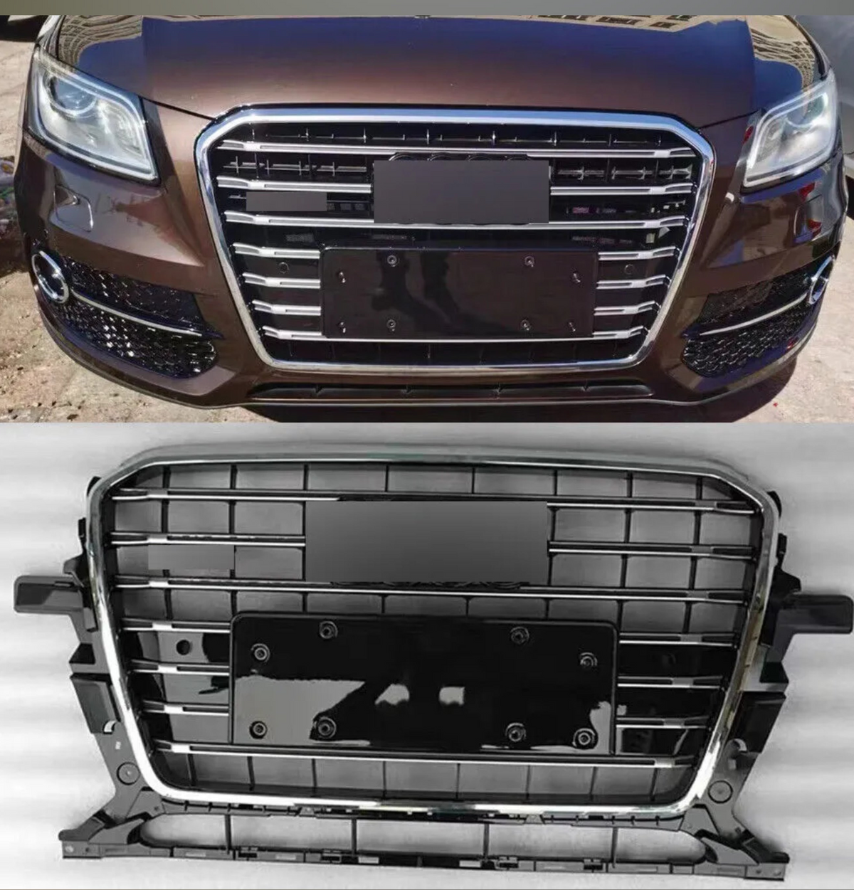Show Grill Compatible With  Audi Q5 (2013-2017) AMG Silver Chrome Tag No.147