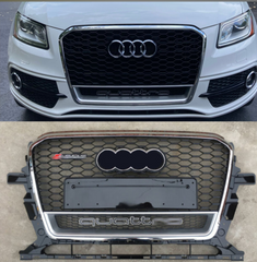 Show Grill  Compatible With Audi Q5 (2013-17) RSQ5 Quattro Silver Chrome